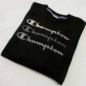 CHAMPION BLACK SWEATSHIRT – TRIPLE NAME BRAND LOGO – M – NWT